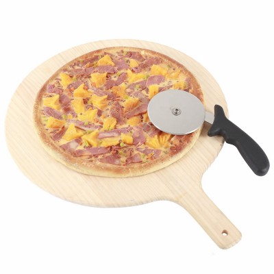 Factory Sell Round Custom Stainless Steel Pizza Cutter with Cutting Board